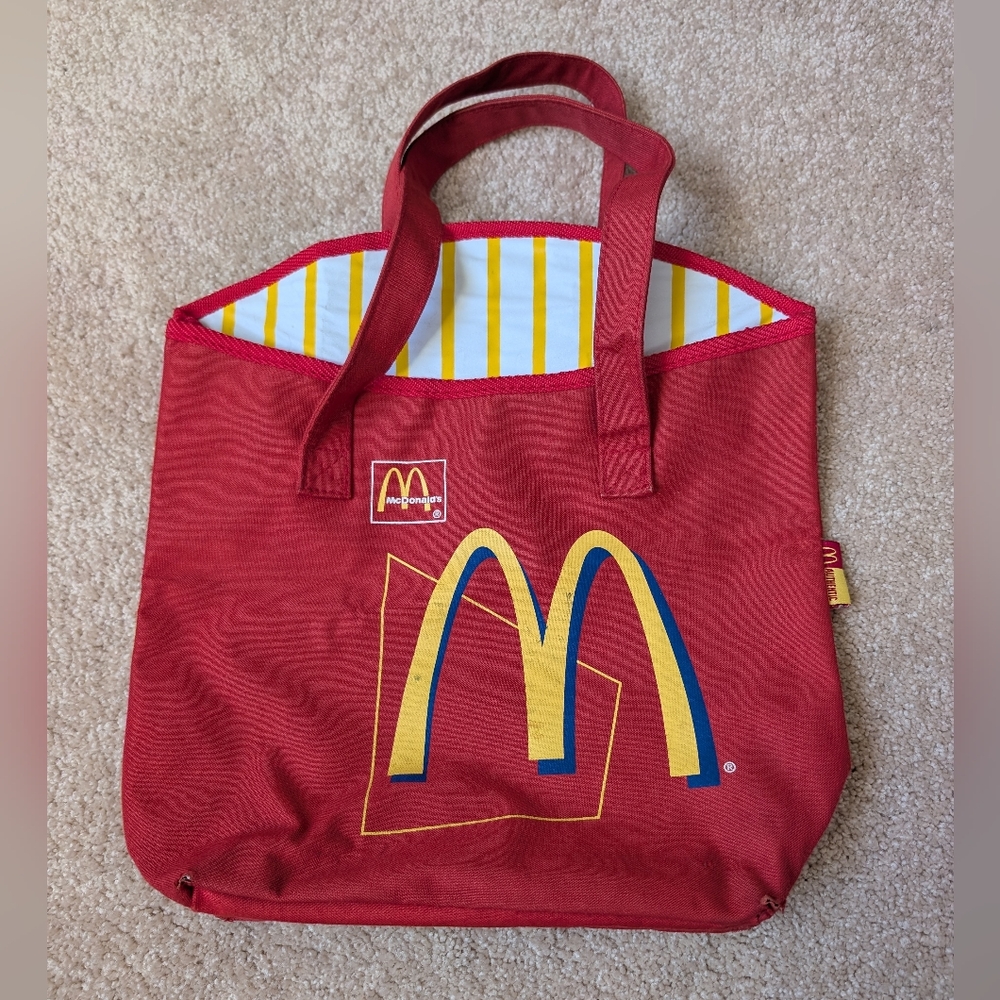 Vintage 80s 90s McDonald's Red French Fry Canvas Double Handle Tote Bag
